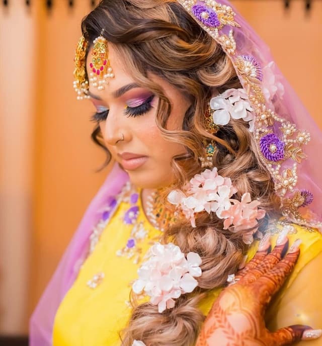 Bride with wedding dress, smiling with roko and shak.